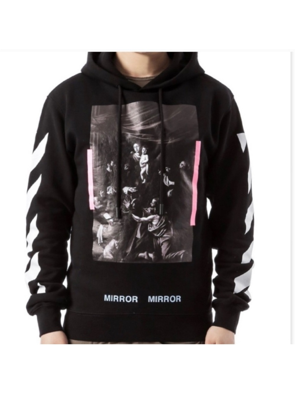 Off-White Men's SS17 Caravaggio Hoodie Black Mirror Mirror Cotton-jersey